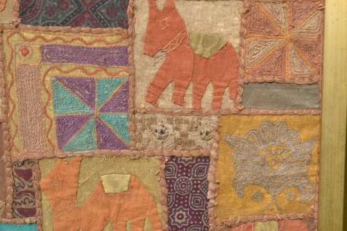 Large Vintage Handmade Patchwork Wall Hanging