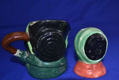 Small Royal Doulton Character Jug and Beswick Pepper Shaker - Sairey Gamp