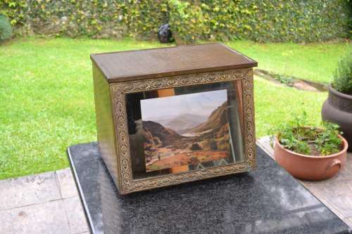 Antique Style Vintage Brass Clad Fireplace  Wood / Coal Storage Box