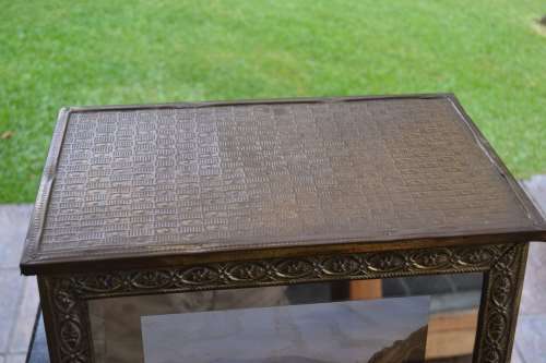 Antique Style Vintage Brass Clad Fireplace  Wood / Coal Storage Box