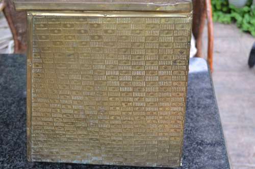 Antique Style Vintage Brass Clad Fireplace  Wood / Coal Storage Box