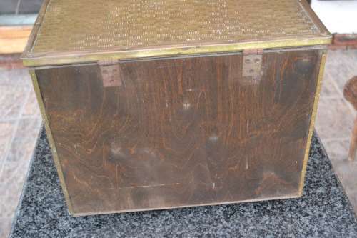 Antique Style Vintage Brass Clad Fireplace  Wood / Coal Storage Box