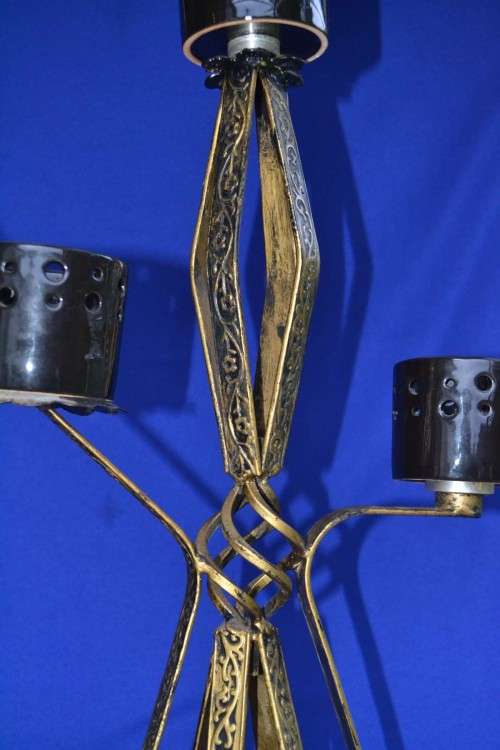 Vintage Brass Tone Metal Three Tiered Candle Holder