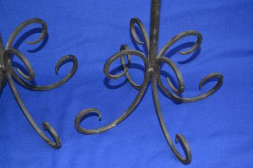 Pair of Ornate Wrought Iron Free Standing  Floor Candle Holders