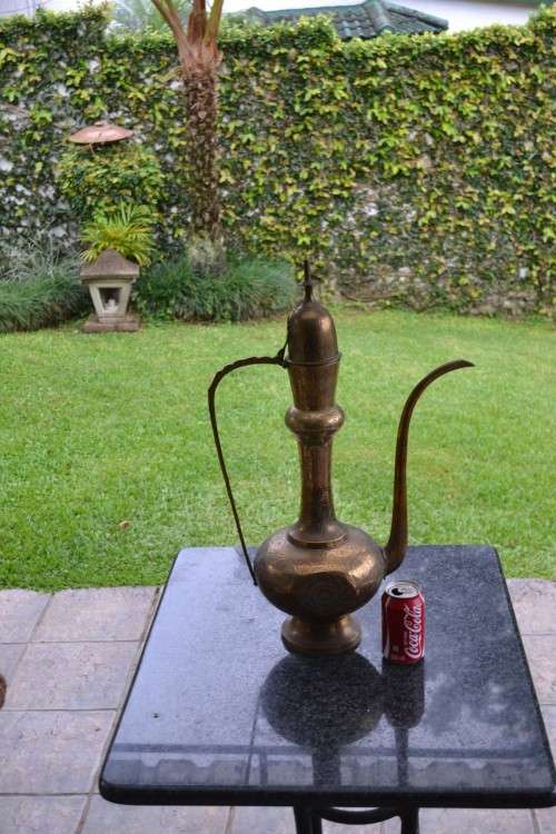 Large Etched Brass Coffee Pot
