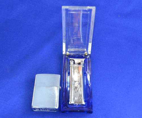Zippo Lighter and Camel Branded Lighter in Perspex Case
