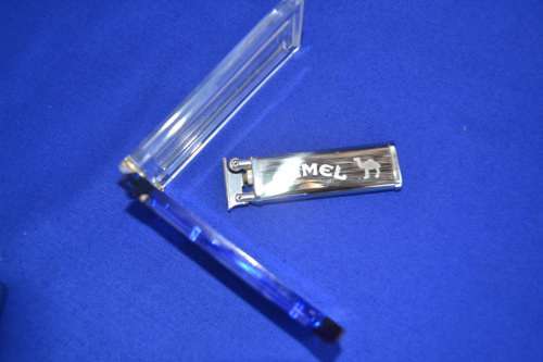 Zippo Lighter and Camel Branded Lighter in Perspex Case