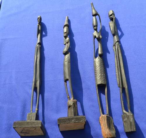 Vintage Carved Wooden Figures - Two sets