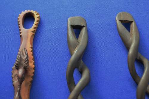 Vintage Twist Handle Salad Servers with Carved Spoon