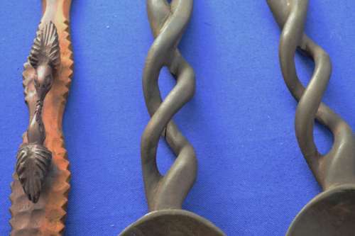 Vintage Twist Handle Salad Servers with Carved Spoon
