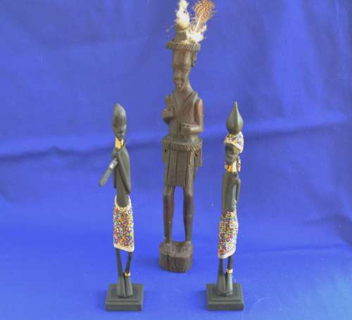 Beaded African Art / Decor Figures - Three Pieces