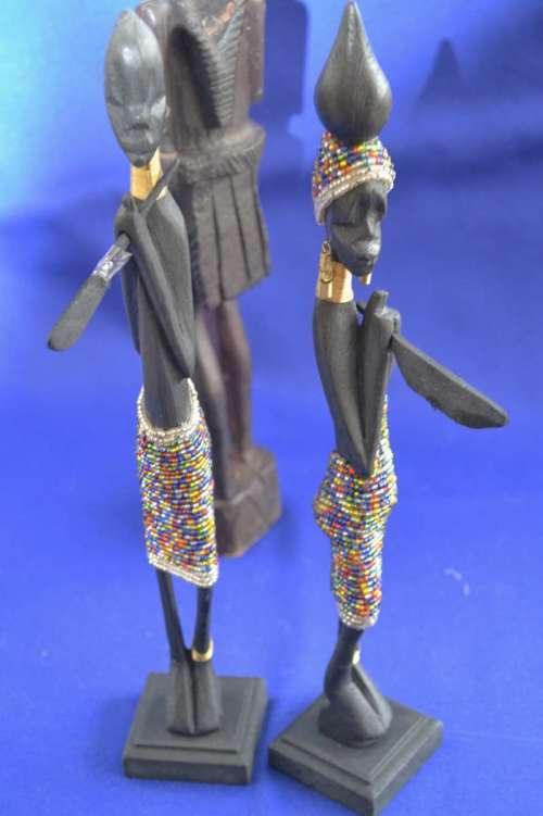 Beaded African Art / Decor Figures - Three Pieces