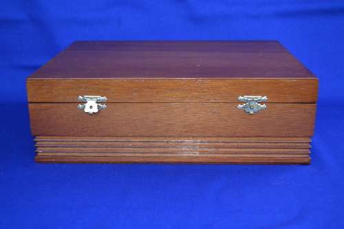 Set of Six Hand Cut Devon Crystal Glasses in Wooden Presentation Box