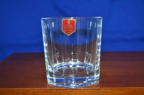 Set of Six Hand Cut Devon Crystal Glasses in Wooden Presentation Box