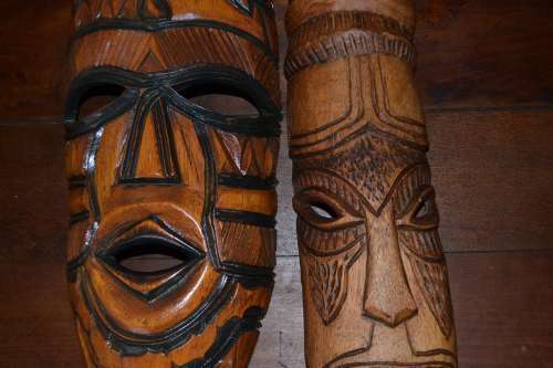 Vintage  East African Hand Carved Masks
