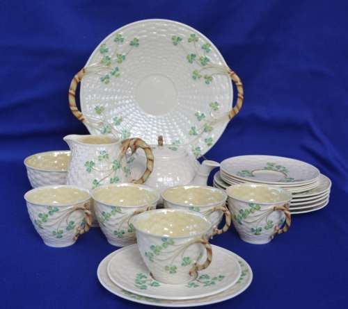 Belleek Classic Shamrock Irish Tea Set - 21 Pieces