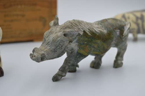 Hand Carved Stone Animals (Baberton) plus one Small Resin Warthog