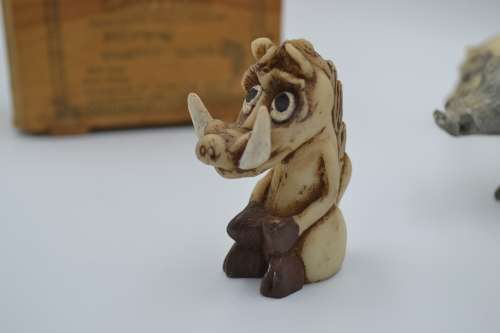 Hand Carved Stone Animals (Baberton) plus one Small Resin Warthog