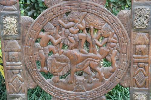*** REDUCED *** Antique Camerroon Solid wood Carved Royal Door C1890