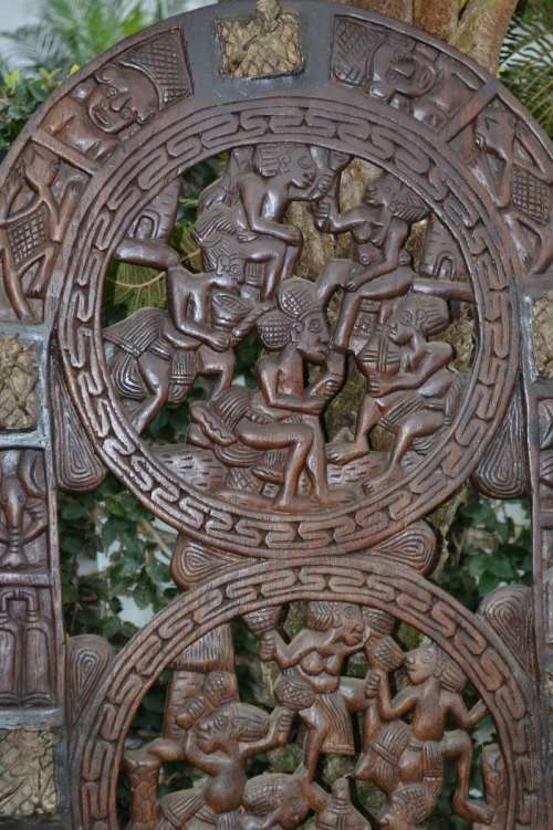 *** REDUCED *** Antique Camerroon Solid wood Carved Royal Door C1890