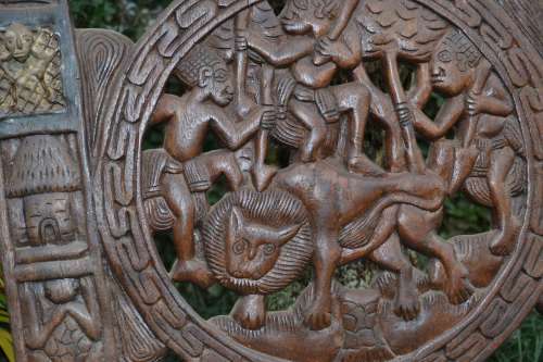 *** REDUCED *** Antique Camerroon Solid wood Carved Royal Door C1890