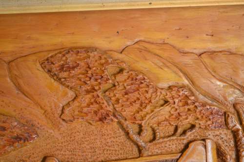 Vintage Framed Carved Wooden Wall Art - Cape Dutch House