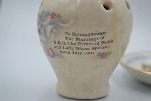 Potpourri Jar and Plate Commemorating the Marriage of Prince Charles and Lady Diana Spencer - 1981