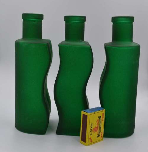 *** REDUCED ***. Green Frosted Glass Decorative Bottles