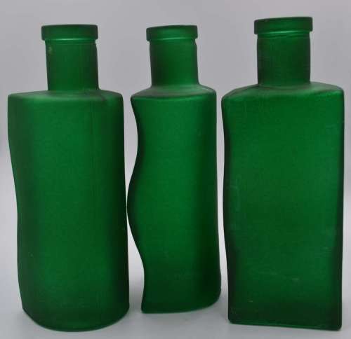 *** REDUCED ***. Green Frosted Glass Decorative Bottles