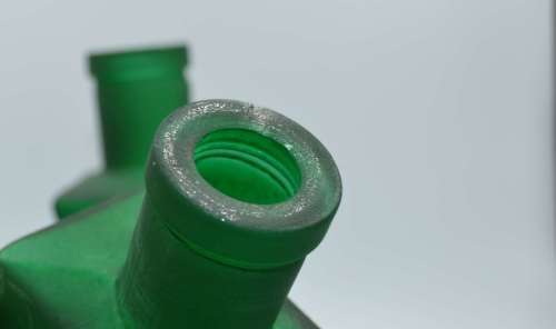 *** REDUCED ***. Green Frosted Glass Decorative Bottles