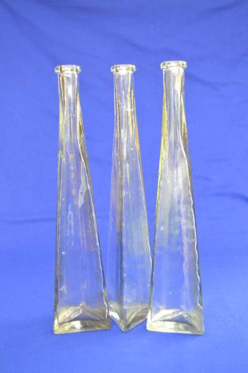 Clear Glass Tall Decorative Bottles - Set of Three