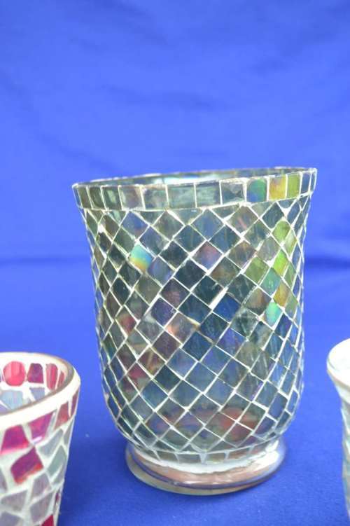 Glass Mosiac Candle / Tea Light Holders - Four Pieces