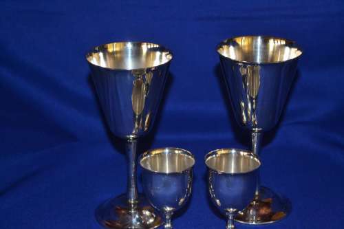 Vintage Silver Plate Wine Goblets and Egg Cups - Four Pieces