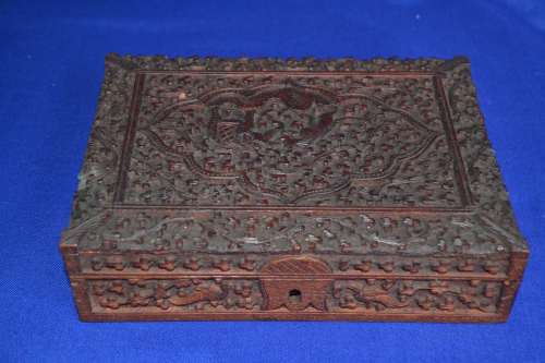 Small Carved Wooden Jewellery / Trinket  Box