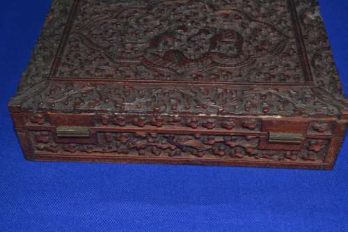 Small Carved Wooden Jewellery / Trinket  Box