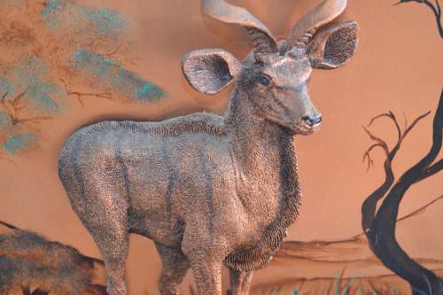 Vintage Copper Art Fireplace Sreen - Kudu 3d