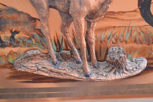 Vintage Copper Art Fireplace Sreen - Kudu 3d