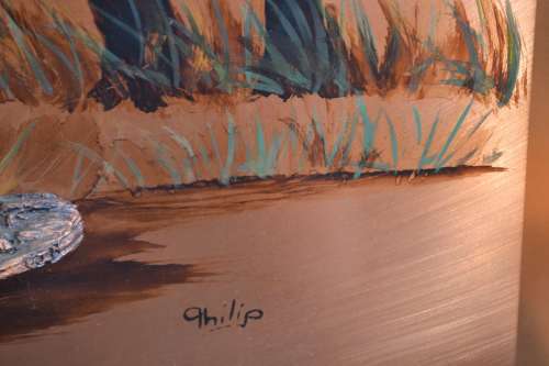 Vintage Copper Art Fireplace Sreen - Kudu 3d