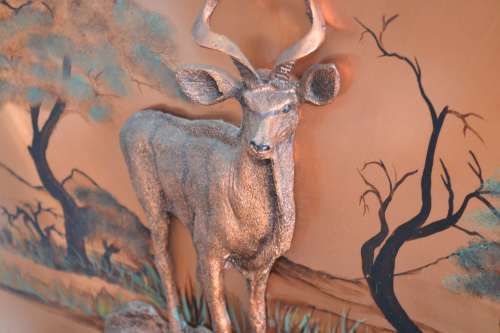 Vintage Copper Art Fireplace Sreen - Kudu 3d