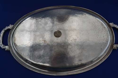 Oval Silver Plate Tray with Handles