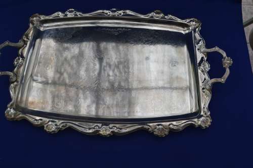 Silver Plate Tray with Handles