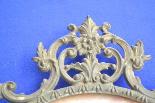 Vintage Convex Glass Picture in Ornate Italian Brass Frame