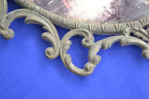 Vintage Convex Glass Picture in Ornate Italian Brass Frame