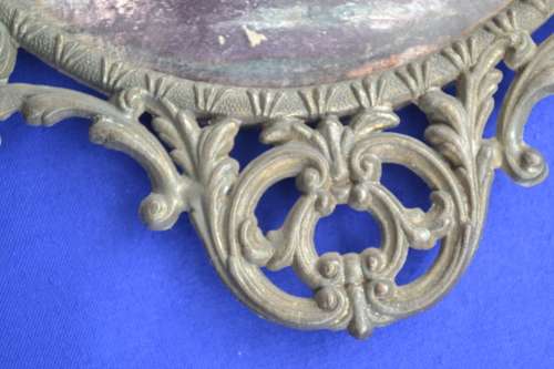 Vintage Convex Glass Picture in Ornate Italian Brass Frame