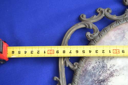 Vintage Convex Glass Picture in Ornate Italian Brass Frame