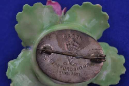 Crown Staffordshire  England Vintage Flower Posy Porcelain Brooch