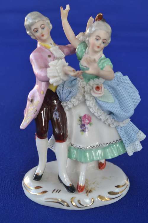Vintage Dresden Lace Porcelain Dancing couple - Germany