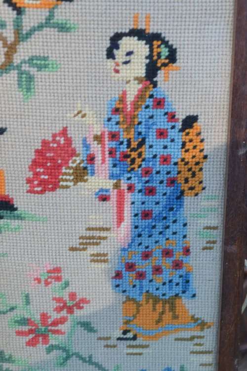 Vintage Tapestry - Chinese Ladies - Framed behind glass