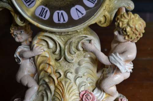 Vintage Ornate Cherub Quartz Mantel Clock