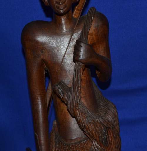 Large Wooden Carving - African Hunter